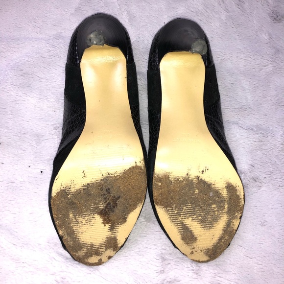 Nine West Snakeskin and Suede Open Toe Pump - Picture 9 of 11